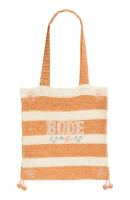 Bode Bode Sherbet Beaded Crochet Tote in Cream Orange — Women Spring ivory Accessories