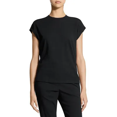 Theory Theory Cap Sleeve Organic Cotton T-Shirt in Black — Women Winter black T-Shirts & Tees