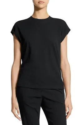 Theory Theory Cap Sleeve Organic Cotton T-Shirt in Black — Women Winter black T-Shirts & Tees