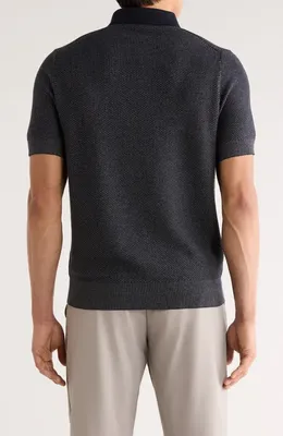 Vince Vince Geometric Jacquard Polo Sweater in Coastal/medium H Grey — Men Winter black Tops