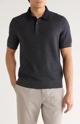 Vince Vince Geometric Jacquard Polo Sweater in Coastal/medium H Grey — Men Winter black Tops