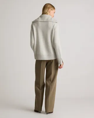 Quince Quince | Women's Luxe Baby Cashmere Quarter Zip Sweater in Pearled Ivory in Pearled Ivory — Women Spring Tops