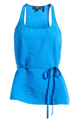 Theory Theory Belted Silk Blend Top in Jewel Blue — Women Winter blue Blouses