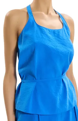 Theory Theory Belted Silk Blend Top in Jewel Blue — Women Winter blue Blouses