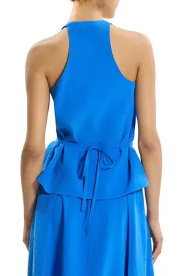 Theory Theory Belted Silk Blend Top in Jewel Blue — Women Winter blue Blouses