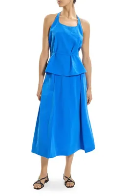 Theory Theory Belted Silk Blend Top in Jewel Blue — Women Winter blue Blouses