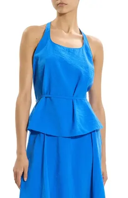 Theory Theory Belted Silk Blend Top in Jewel Blue — Women Winter blue Blouses