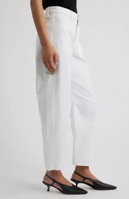 rag & bone rag & bone Stevie Tapered Stretch Cotton Utility Pants in White — Women Winter white Pants