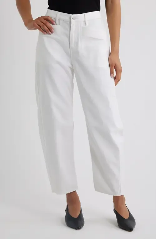 rag & bone rag & bone Stevie Tapered Stretch Cotton Utility Pants in White — Women Winter white Pants