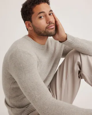 Quince Quince | Men's 100% Yak Wool Crewneck Sweater in Warm Heather Grey — Men Autumn grey Sweaters & Knits