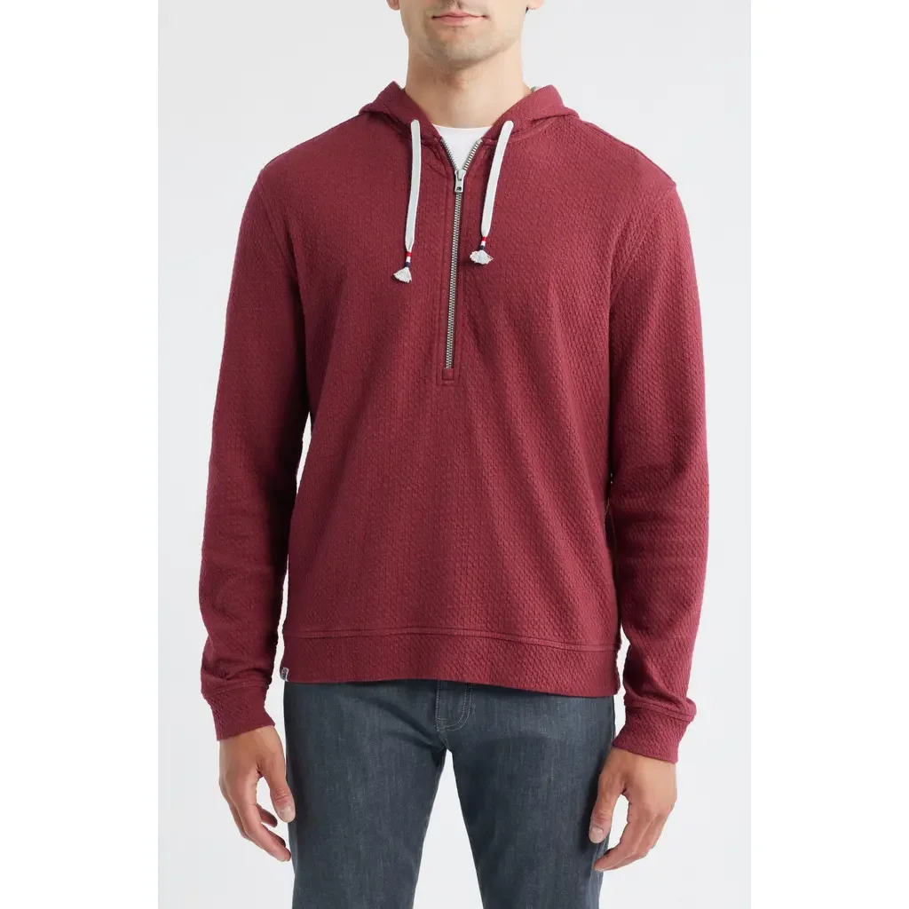 johnnie-O johnnie-O Zoeller Textured Half Zip Hoodie in Malibu Red — Men Autumn red Tops