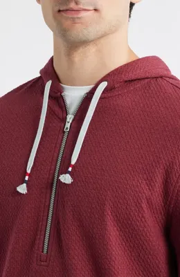 johnnie-O johnnie-O Zoeller Textured Half Zip Hoodie in Malibu Red — Men Autumn red Tops