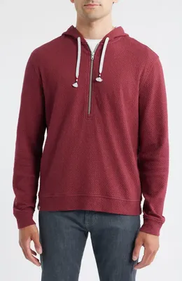 johnnie-O johnnie-O Zoeller Textured Half Zip Hoodie in Malibu Red — Men Autumn red Tops