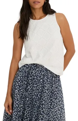 NIC+ZOE NIC+ZOE Diamond Eyelet Cotton Top in Paper White — Women Spring white Tops