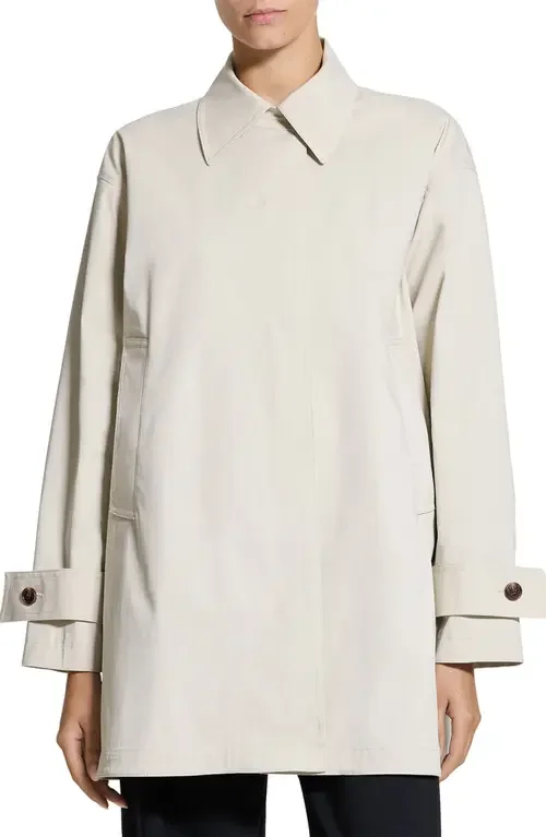 Theory Theory Sleek A-Line Trench Jacket in Sand — Women Spring white Outerwear