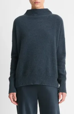 Vince Vince Boiled Cashmere Funnel Neck Pullover in H Tide Stone — Women Summer teal Tops