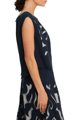 NIC+ZOE NIC+ZOE Antibes Mesh Cutout Top in Dark Indigo — Women Winter navy Tops