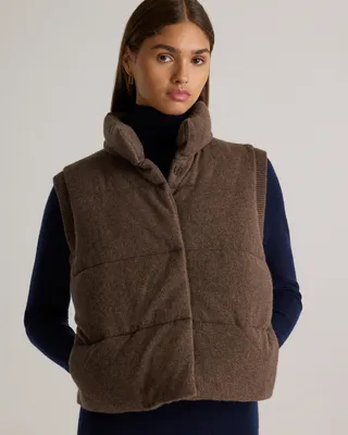 Quince Quince | Women's Mongolian Cashmere Puffer Vest in Brown — Women Autumn brown Vests