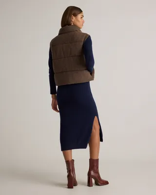 Quince Quince | Women's Mongolian Cashmere Puffer Vest in Brown — Women Autumn brown Vests