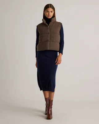 Quince Quince | Women's Mongolian Cashmere Puffer Vest in Brown — Women Autumn brown Vests