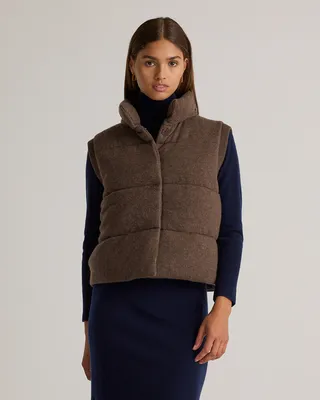 Quince Quince | Women's Mongolian Cashmere Puffer Vest in Brown — Women Autumn brown Vests