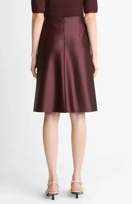 Vince Vince Pebbled Satin Skirt in Oxblood — Women Autumn burgundy Skirts