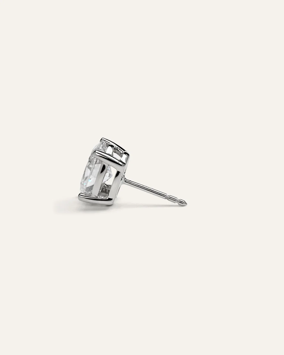 Quince Quince | Women's 14K Gold Lab Grown Diamond Oval Solitaire Studs in White Gold — Women Summer beige Accessories