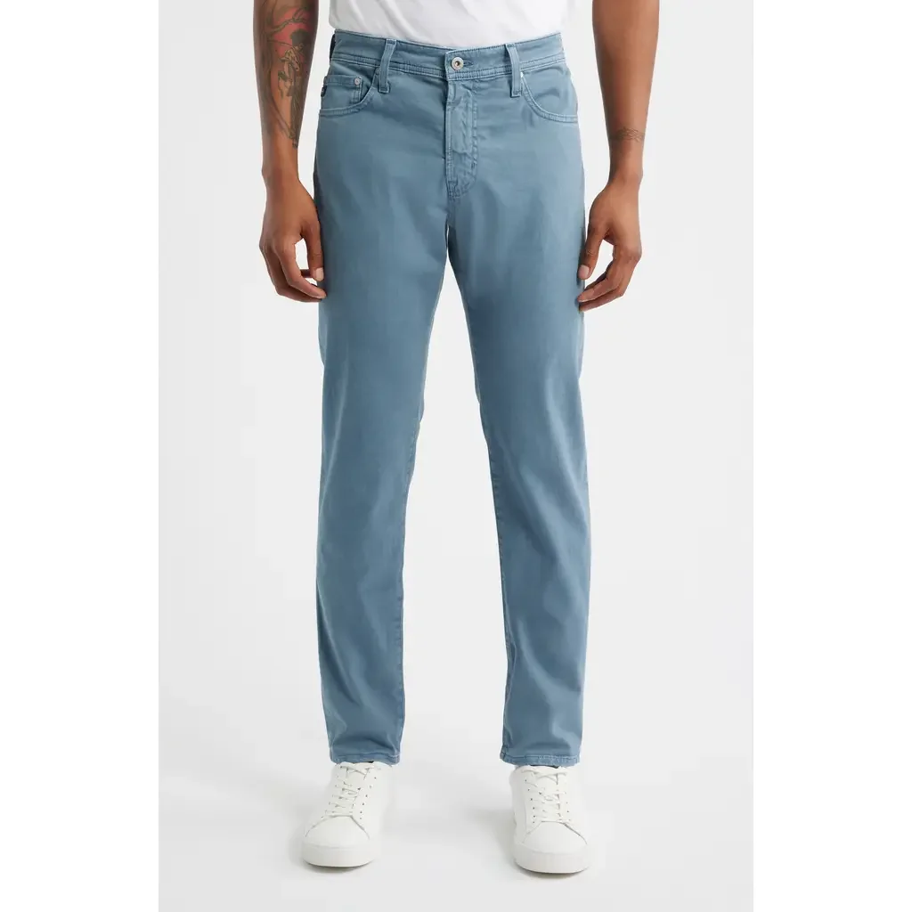 AG AG Tellis Stretch Sateen Modern Slim Pants in Sulfur Shore Break — Men Summer grey Pants