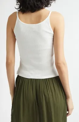 Bode Bode Companion Embroidered Cotton Rib Camisole in Cream — Women Spring ivory Tops