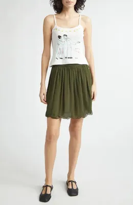 Bode Bode Companion Embroidered Cotton Rib Camisole in Cream — Women Spring ivory Tops