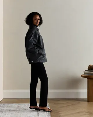 Quince Quince | Women's Ponte Straight Leg Pants in Black — Women Winter black Trousers & Chinos
