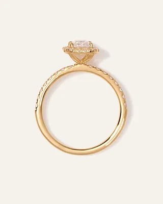 Quince Quince Women's Lab Grown Diamond Emerald Halo Pave Engagement Ring 1.50ct in Yellow Gold — Women Spring camel Accessories