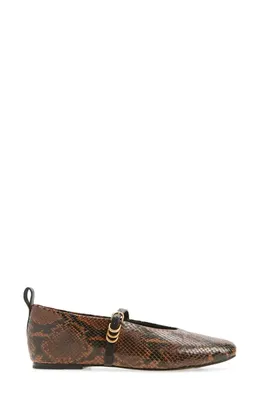 rag & bone rag & bone Spire Mary Jane Flat in Brown Snake Embossed — Women Autumn brown Shoes