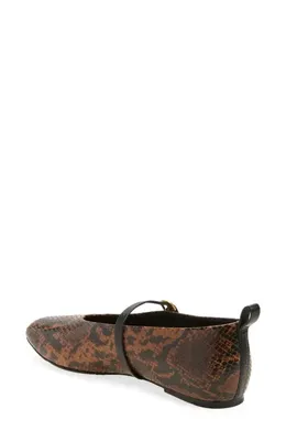 rag & bone rag & bone Spire Mary Jane Flat in Brown Snake Embossed — Women Autumn brown Shoes